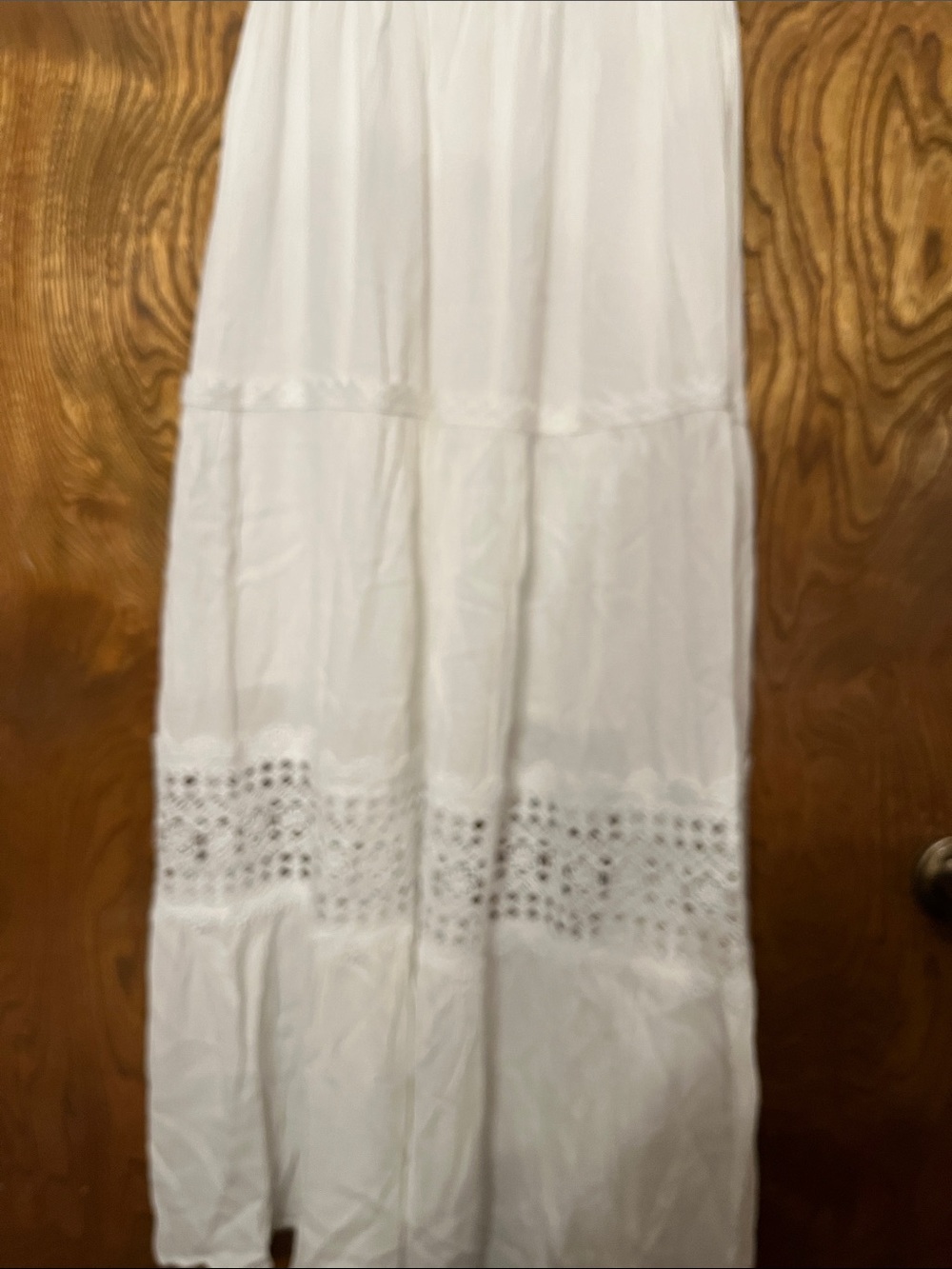 White Strapless Maxi Dress with Lace Trim - Picture 4 of 7